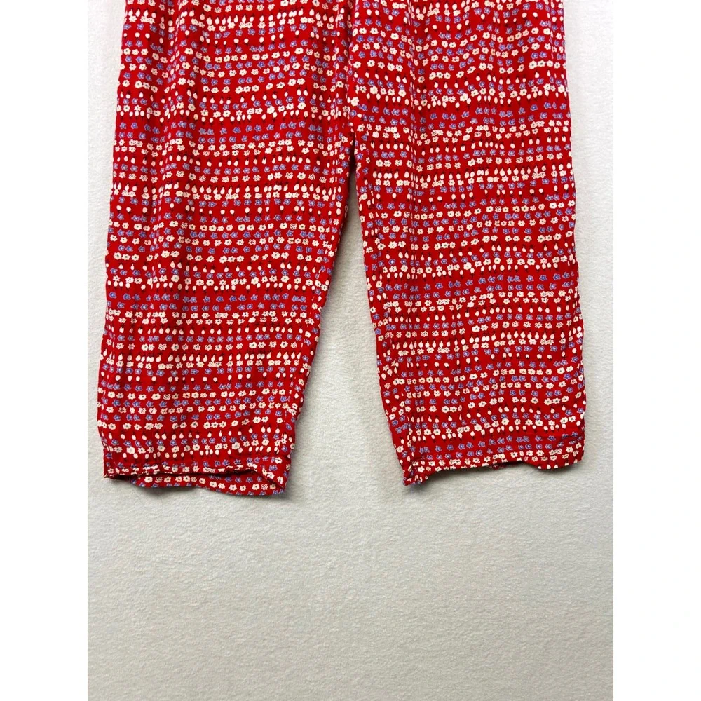 Volange Collection Red‎ Floral Print Cropped Pants Size Large